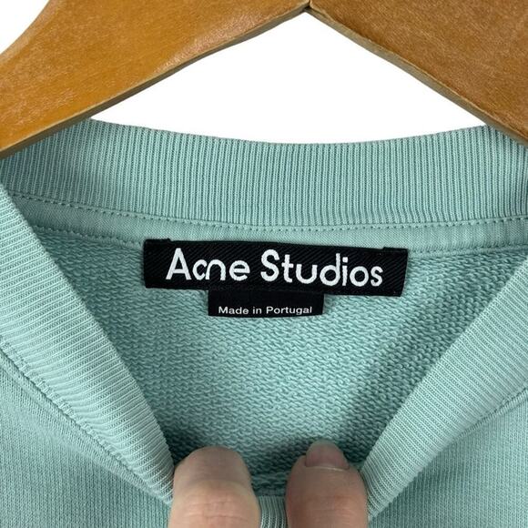 Acne Studios Fairah Face Patch Cotton Sweatshirt Mint Size XXS - Picture 8 of 16